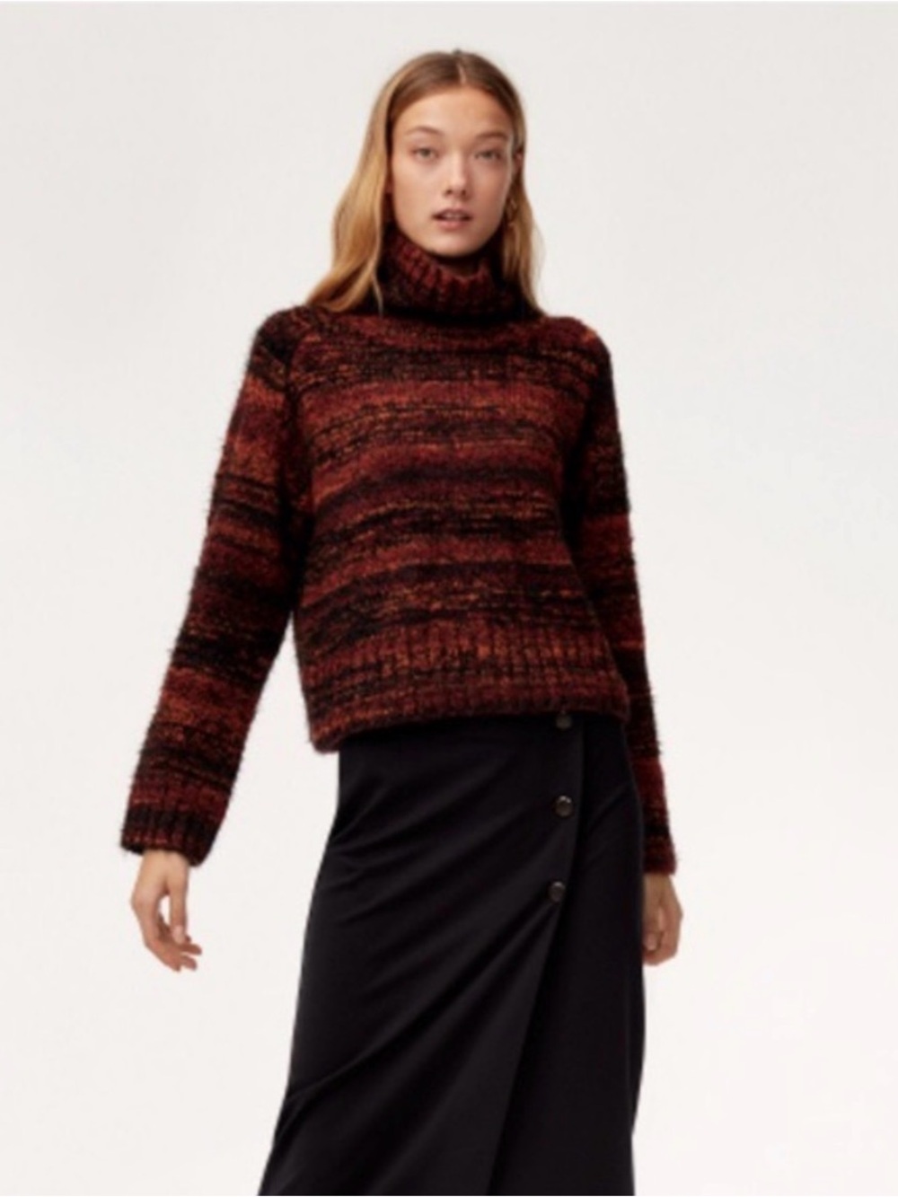 Babaton Alpaca Wool Blend Titus Turtleneck Oversized Knit Sweater Size XS
